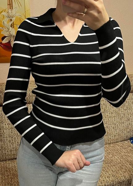 Жіночий светер гольф поло в смужку м1 фото