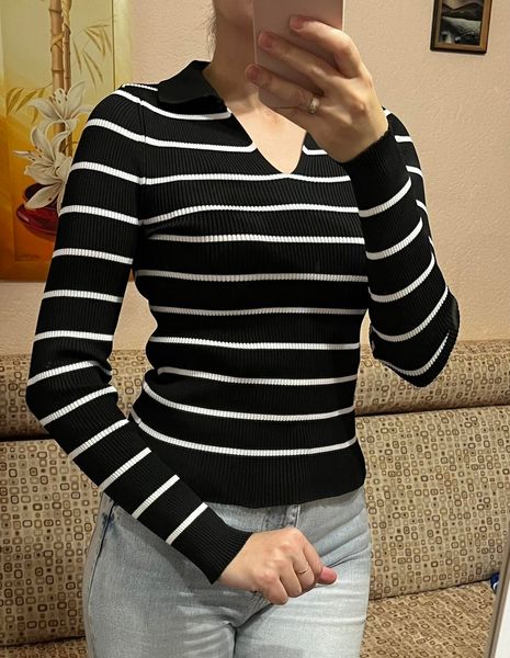 Жіночий светер гольф поло в смужку м1 фото