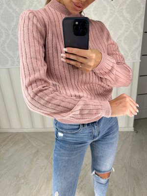Жіночий вязаний светер рванка з круглою горловиною 311 фото