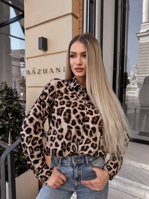 Жіноча сорочка штапельна з леопардовим принтом  67 фото