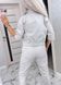 Женский летний котоновый костюм брюки и жакет на молнии серый  67 фото 2