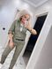 Женский летний котоновый костюм брюки и жакет на молнии серый  67 фото 16